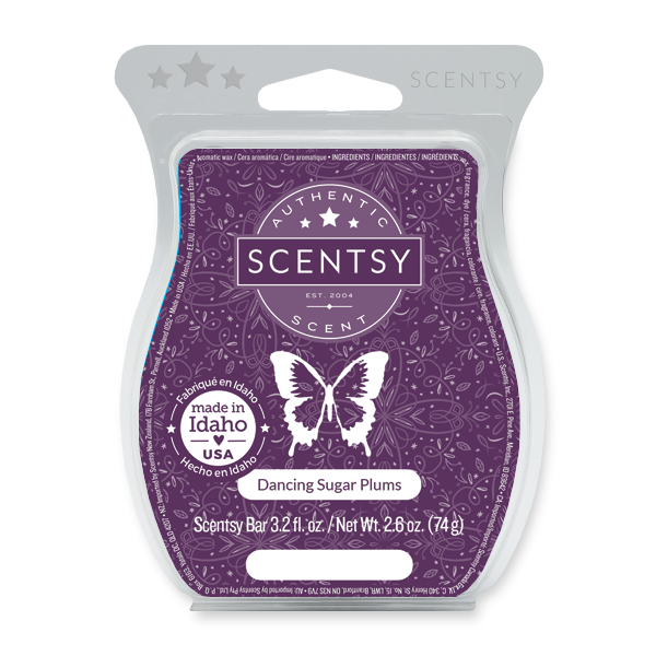 Dancing Sugar Plums Scentsy Bar Rich spiced plum falls right in step with visions of vanilla and sweet cinnamon apple.