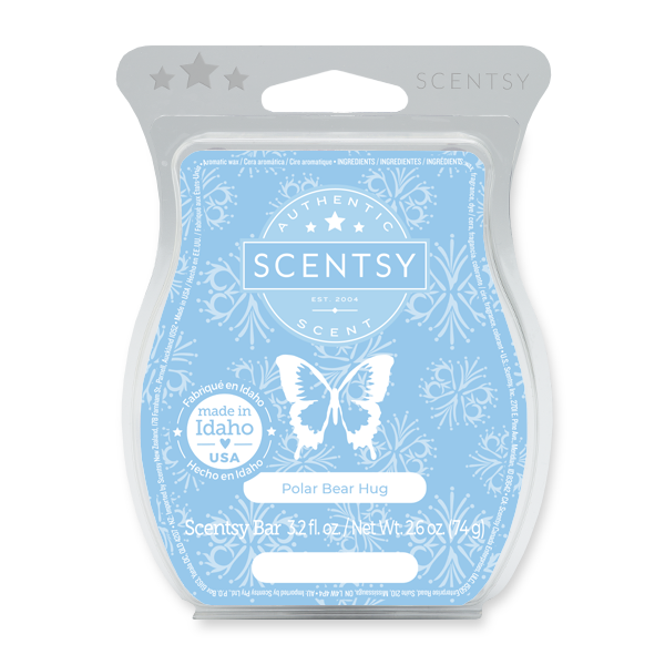 Polar Bear Hug Scentsy Bar Blackberry jam, caramelized brown sugar, vanilla and amber in a softly romantic scent.