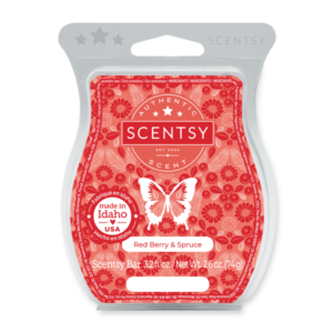 Red Berry & Spruce Scentsy Bar A merry mix of cranberry and raspberry swirled with a sprig of blue spruce.