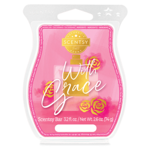 With Grace Scentsy Bar Alluring gardenia blossoms and sweet pink peony dance delicately with hints of soft musk.