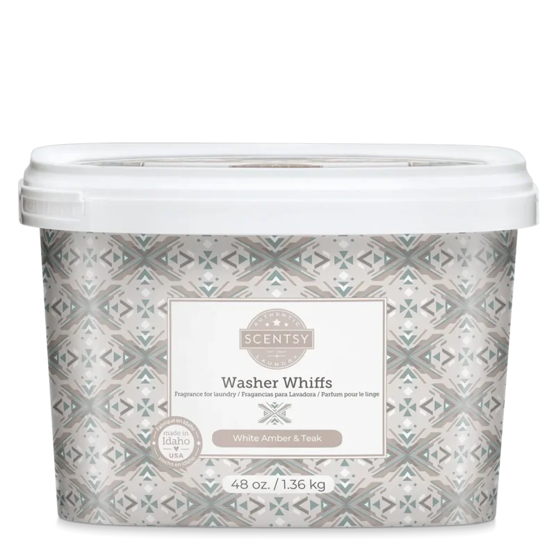 White Amber & Teak Scentsy Washer Whiffs Tub